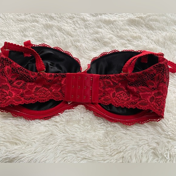 La Vie en Rose Red Push Up Lace Bra Size 38DD - Picture 4 of 8